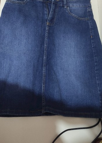 Kadın Lacivert Midi Denim Etek
