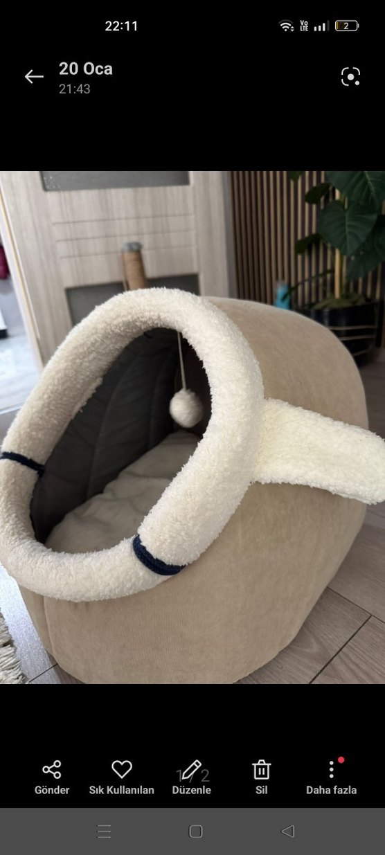 Kedi İçin Yumuşak Krem Kedi Evi - Görsel 2