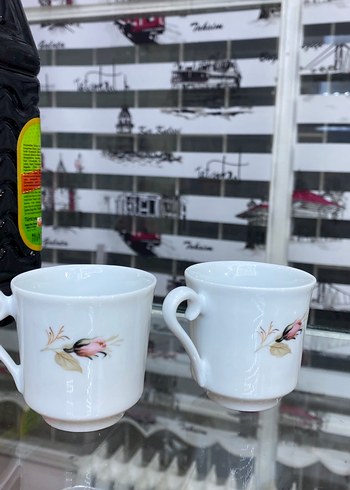 Çiçek Desenli Beyaz Porselen Fincan Seti 3 adet - Görsel 2