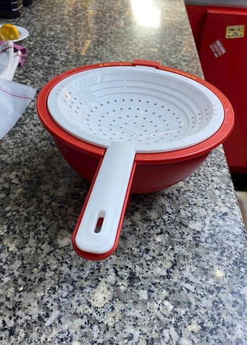 Renkli Kırmızı Plastik Süzgeç - Görsel 5