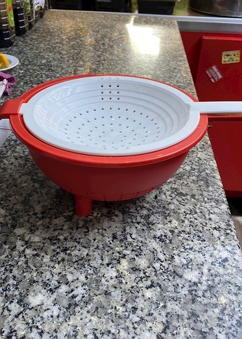 Renkli Kırmızı Plastik Süzgeç - Görsel 4