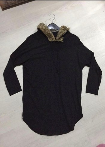 Kürk Detaylı Gri Kadın Uzun Kollu Sweatshirt - Görsel 2