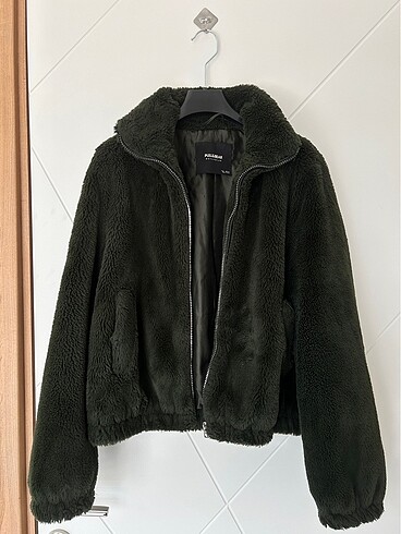 Pull and Bear PULL&BEAR yeşil kürk