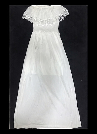 Beyaz straplez uzun elbise