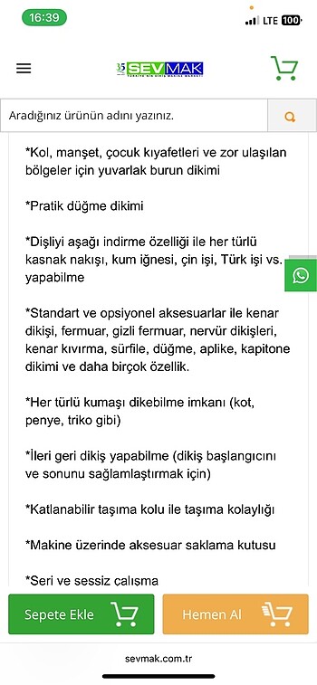  Beden beyaz Renk Dikiş makinesi