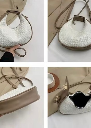 Beyaz Deri Yılan Desenli Kadın Çanta - Görsel 5