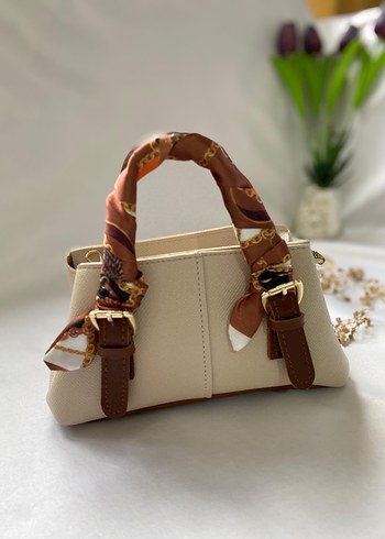 Fular Detaylı Krem Çanta - Görsel 3