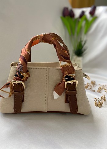 Fular Detaylı Krem Çanta - Görsel 2