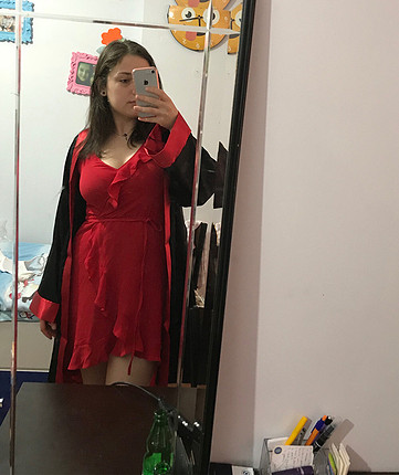 Kırmızı şık elbise yazlık 