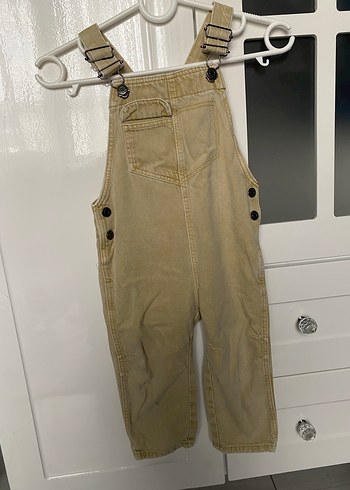 Bej Denim Erkek Çocuk Askılı Tulum