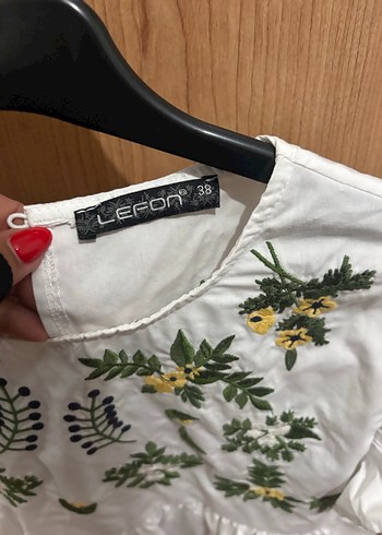 Nakışlı Beyaz Bohem Kadın Gömlek - Görsel 2