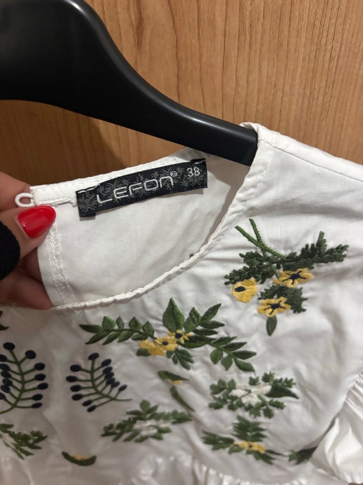 Nakışlı Beyaz Bohem Kadın Gömlek - Görsel 2