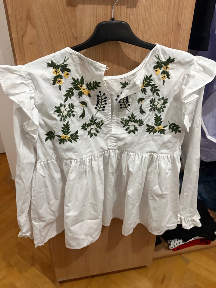 Nakışlı Beyaz Bohem Kadın Gömlek - Görsel 3