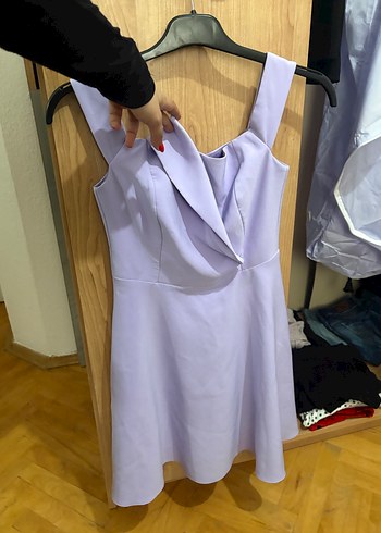 Pastel Mor Drapeli Mini Elbise - Görsel 2