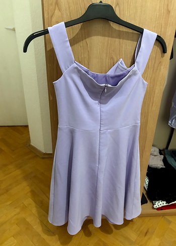 Pastel Mor Drapeli Mini Elbise - Görsel 3