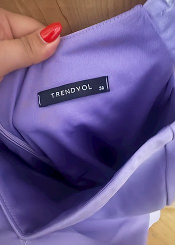 Pastel Mor Drapeli Mini Elbise - Görsel 4