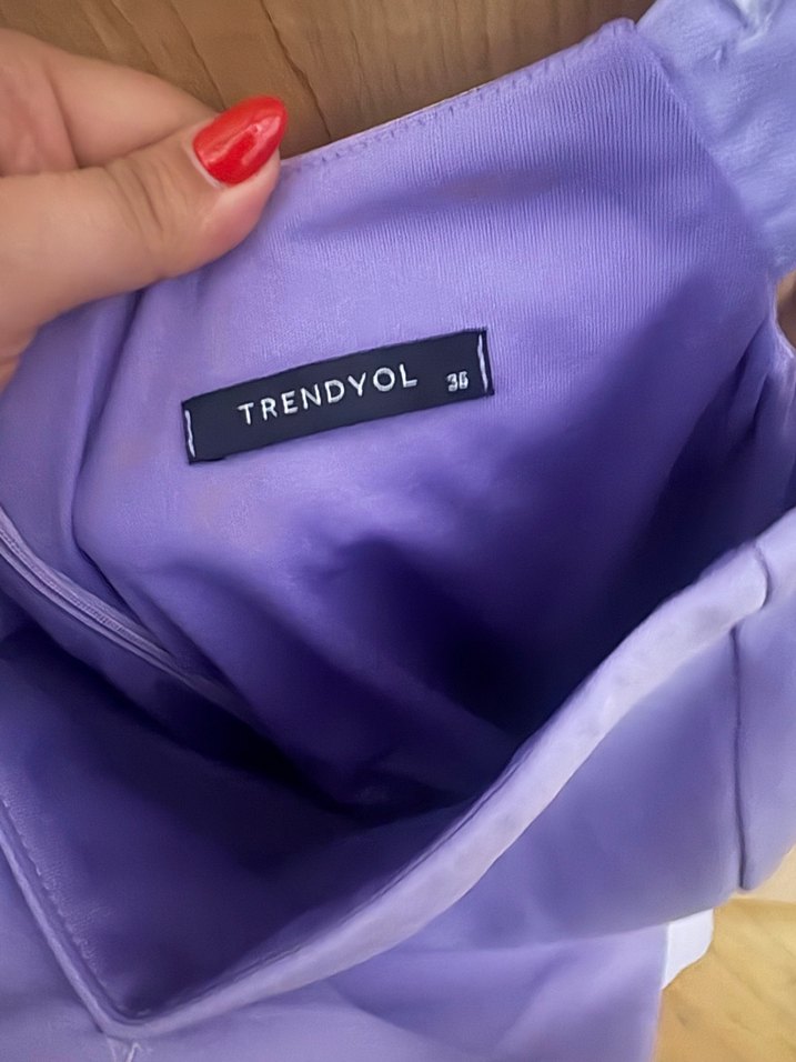 Pastel Mor Drapeli Mini Elbise - Görsel 4