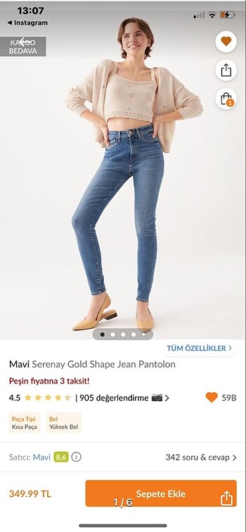 Mavi serenay gold shape jean