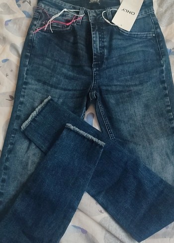 Only Only Lacivert Esnek Normal Boy Denim Kadın Pantolon