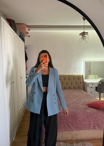 Zara Acik Mavi Oversize Blazer Ceket