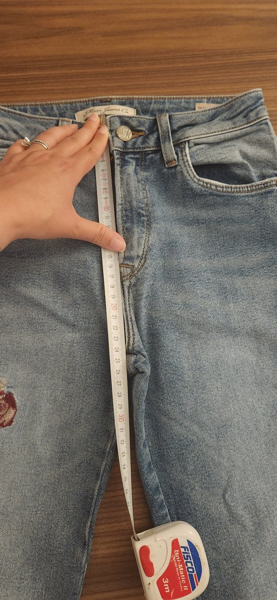 Mavi Çiçek Nakışlı Açık Mavi Denim Jean — görsel 6/10