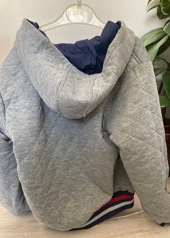 5 Yaş Beden Erkek Çocuk Gri Mavi Fermuarlı Sweatshirt