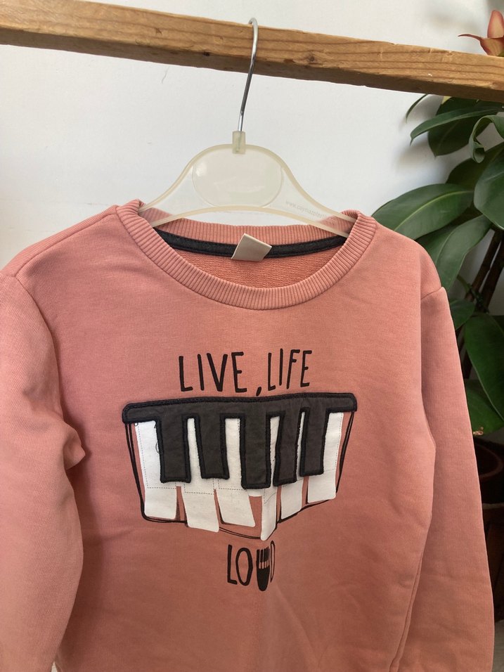 Çocuk Somon Renkli Baskılı Sweatshirt - Görsel 2