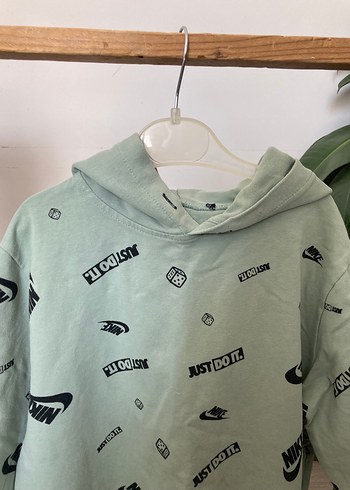 Mint Yeşili Kapüşonlu Baskılı Erkek Sweatshirt - Görsel 2
