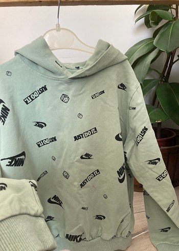 Mint Yeşili Kapüşonlu Baskılı Erkek Sweatshirt - Görsel 4