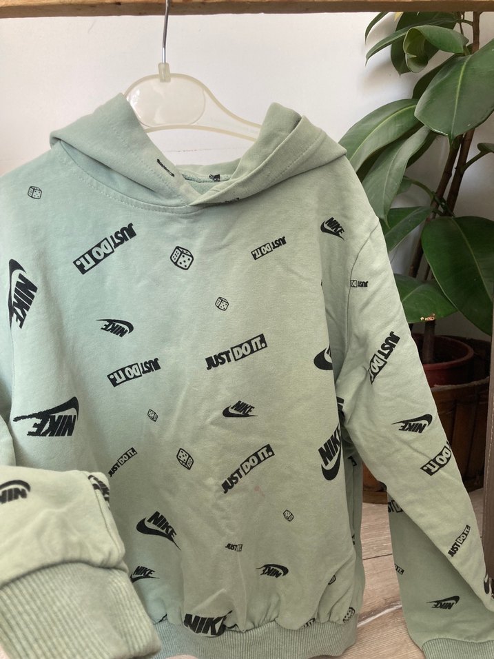 Mint Yeşili Kapüşonlu Baskılı Erkek Sweatshirt - Görsel 4