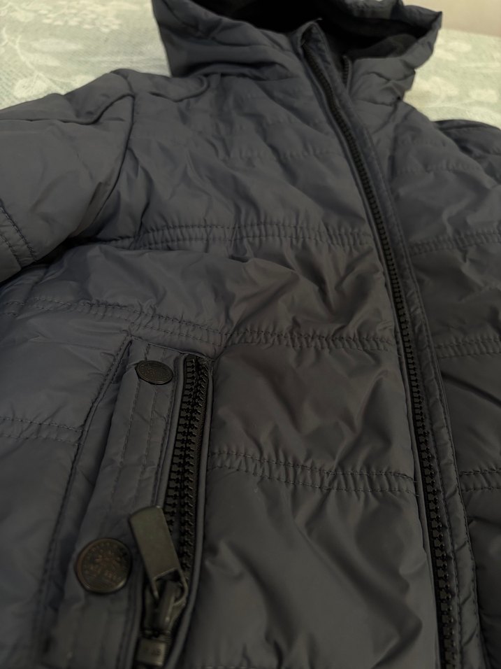 Kapüşonlu Erkek Çocuk Gri Mont - Görsel 4