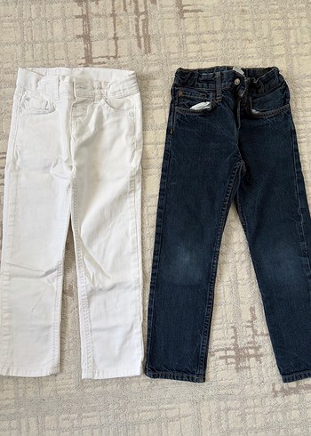 Erkek Çocuk Beyaz ve Lacivert Kot Pantolon - Görsel 3