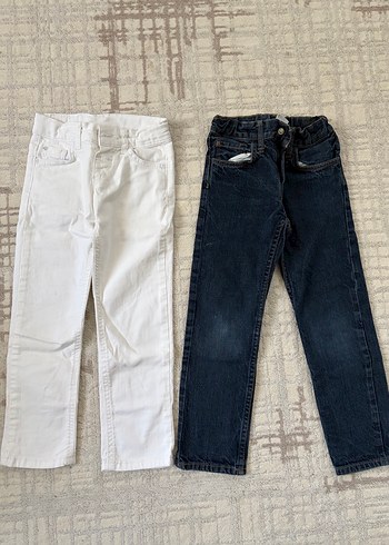 Erkek Çocuk Beyaz ve Lacivert Kot Pantolon - Görsel 2