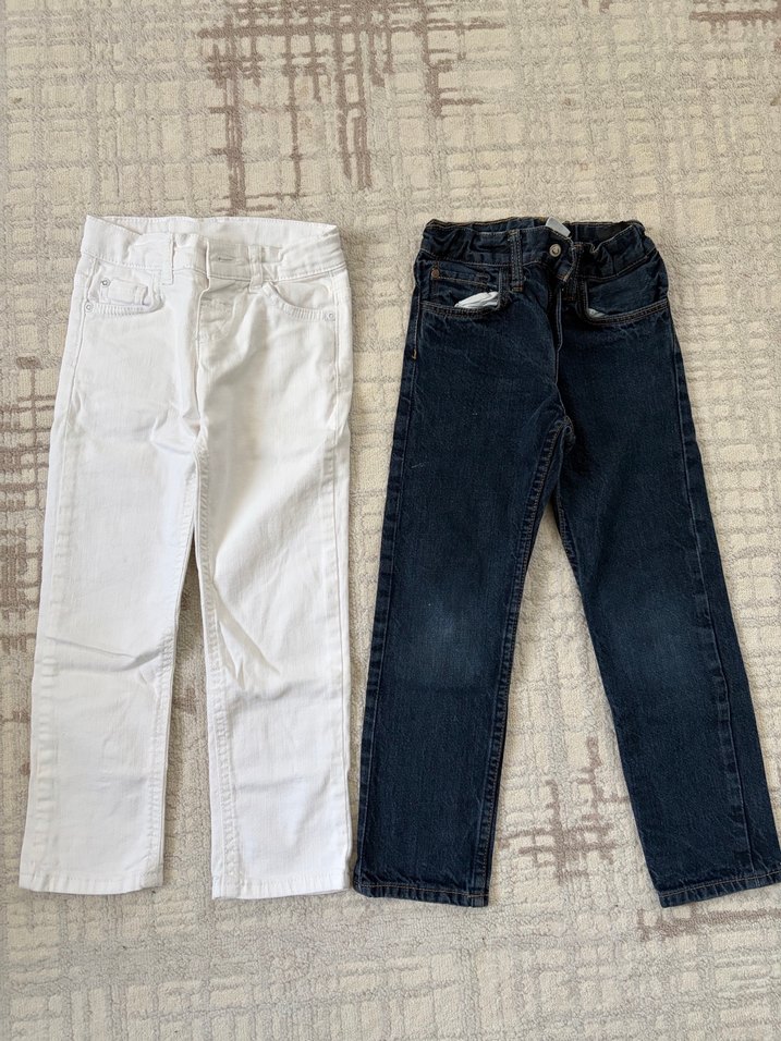 Erkek Çocuk Beyaz ve Lacivert Kot Pantolon - Görsel 2
