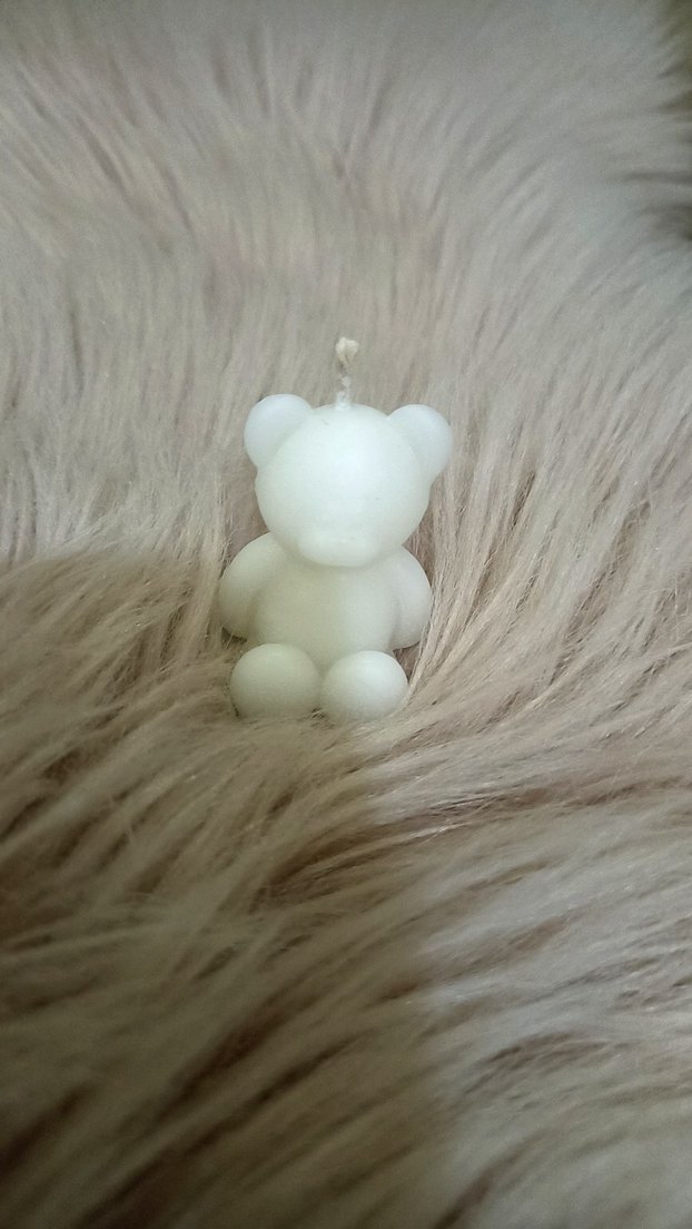 Beyaz Ayıcık Şeklinde Mum - Görsel 3