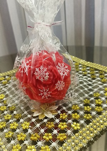 Kırmızı şakayık Desenli Mum - Görsel 2