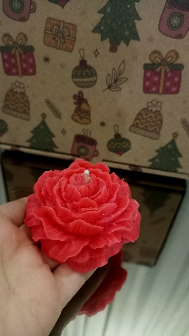 Kırmızı şakayık Desenli Mum - Görsel 3