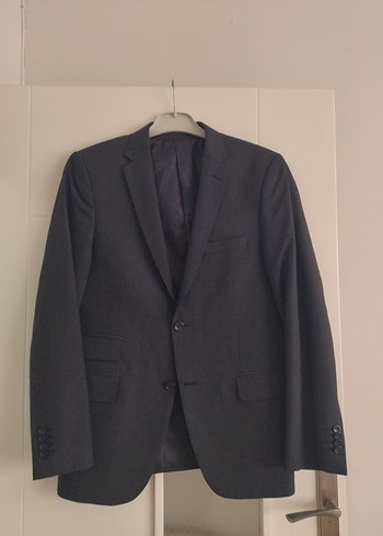 Düğmeli Gri Erkek Takım Elbise Ceket - Görsel 10