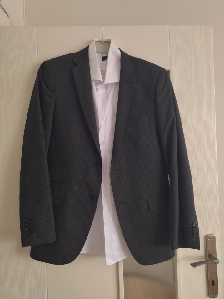 Düğmeli Gri Erkek Takım Elbise Ceket - Görsel 4