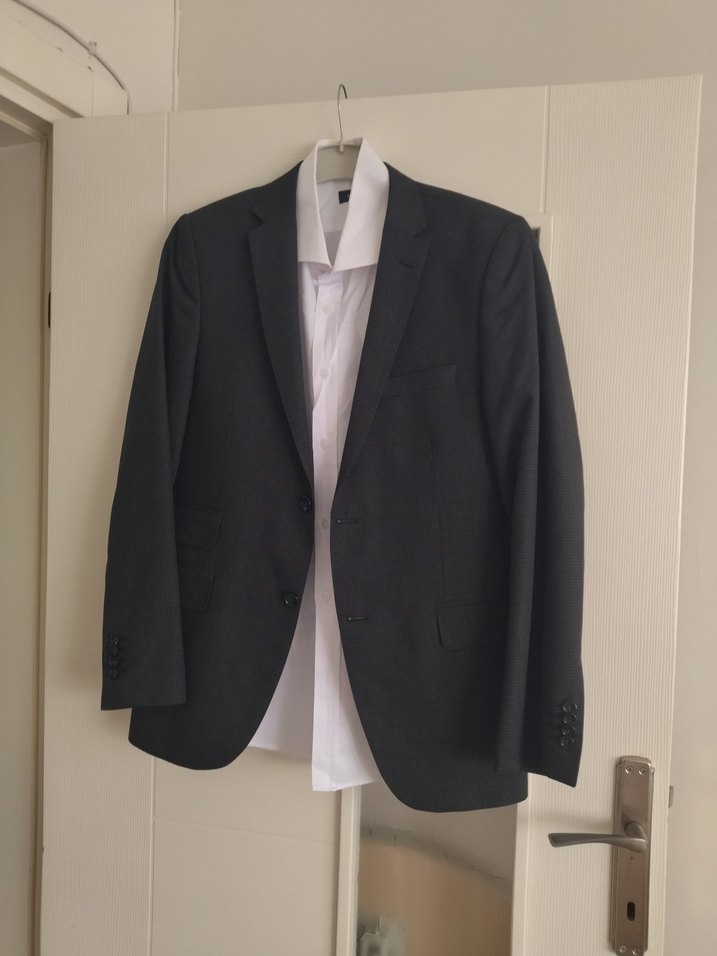 Düğmeli Gri Erkek Takım Elbise Ceket - Görsel 3