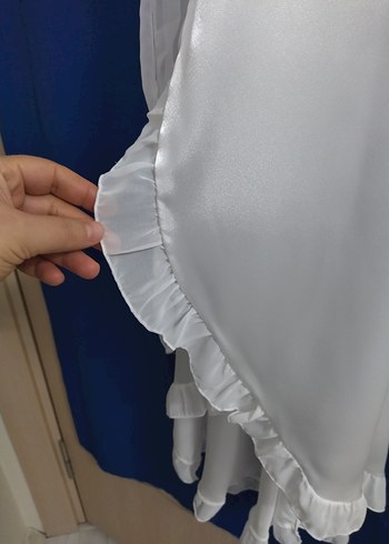 Beyaz İnce Askılı Midi Gecelik - Görsel 5