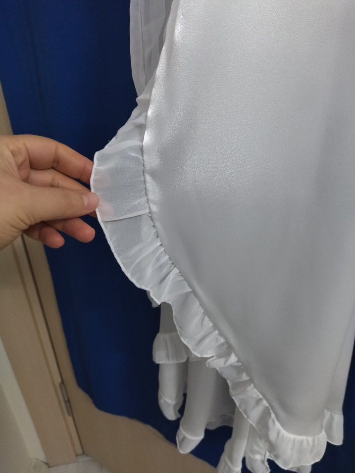 Beyaz İnce Askılı Midi Gecelik - Görsel 5