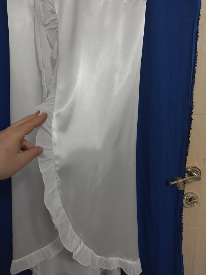 Beyaz İnce Askılı Midi Gecelik - Görsel 3