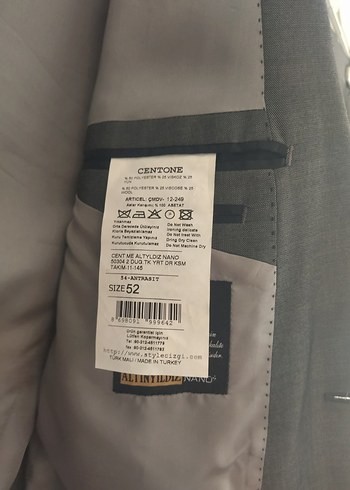 54 Beden Gri Erkek Regular Fit Takım Elbise