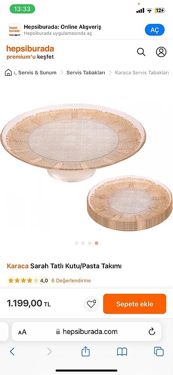 Karaca sarah serisi pasta tabağı