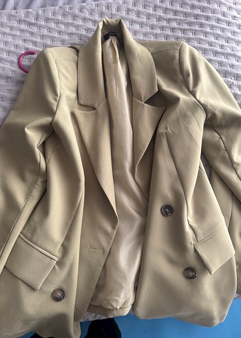 Bej Düğmeli Kadın Blazer Ceket - Görsel 3