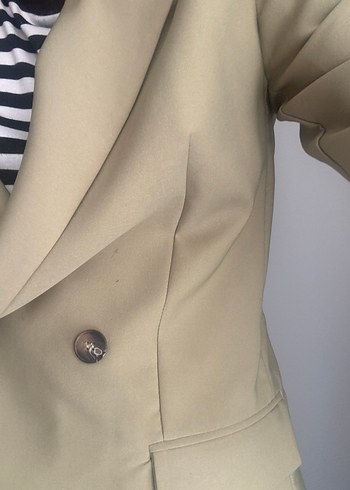 Bej Düğmeli Kadın Blazer Ceket - Görsel 2