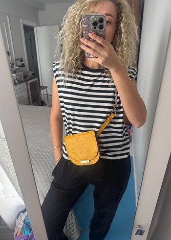 Sarı Kemerli Deri Kadın Çanta - Görsel 3