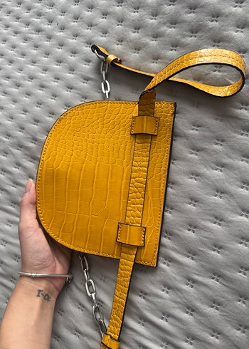 Sarı Kemerli Deri Kadın Çanta - Görsel 7