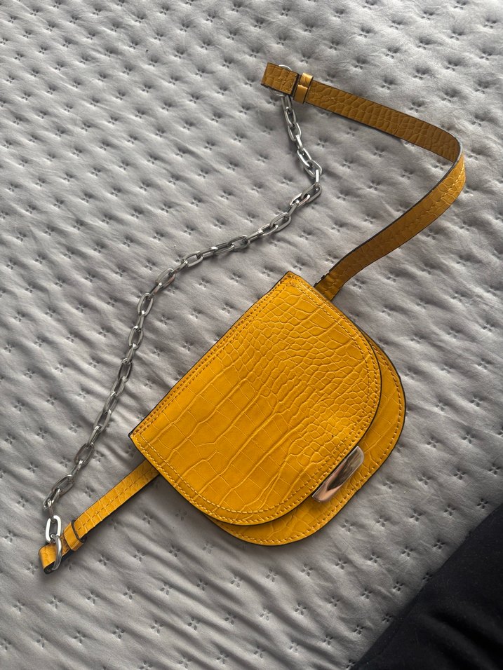 Sarı Kemerli Deri Kadın Çanta - Görsel 4